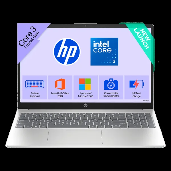 HP 15-fd1299TU Intel Core 3 100U Laptop (8GB, 512GB SSD, Windows 11 Home, 15.6 inch Full HD IPS Display, MS Office 2024, Natural Silver, 1.65 KG)