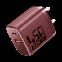 boAt 45W Type A & Type C 2-Port Fast Charger (Adapter Only, 12-Layer Smart IC Protection, Monarch Red)